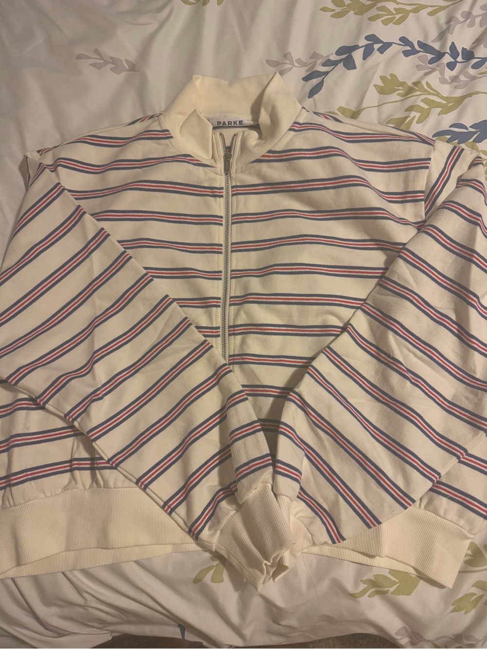 Parke Coastal Zip Up Mockneck Anchor Stripe